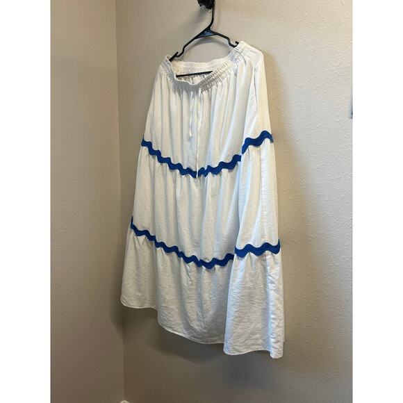 BTFBM Skirt Set Sleeveless Rick Rack Trim Cropped Tank Top Tiered A-line Maxi - Picture 2 of 11